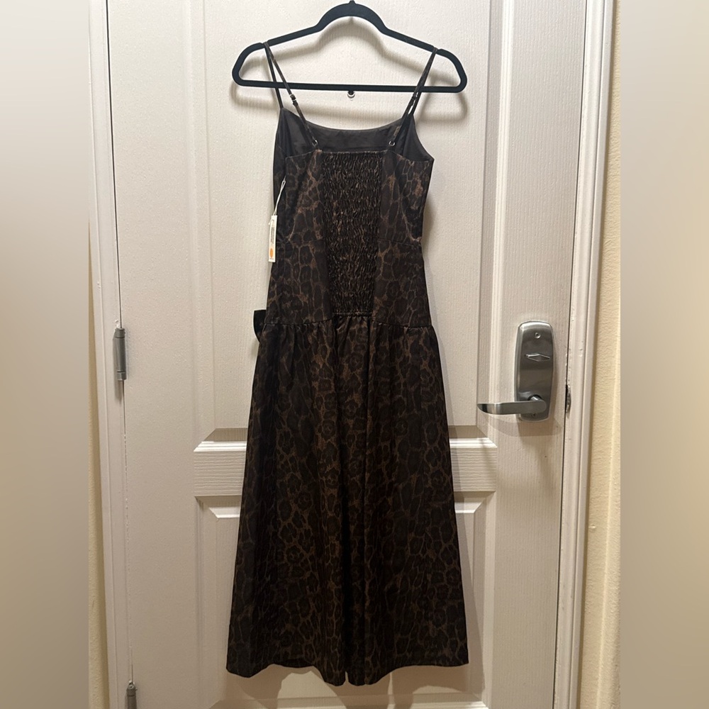 Moon River Leopard Drop Waist Midi Dress in Brown Size S NWT - Picture 6 of 8